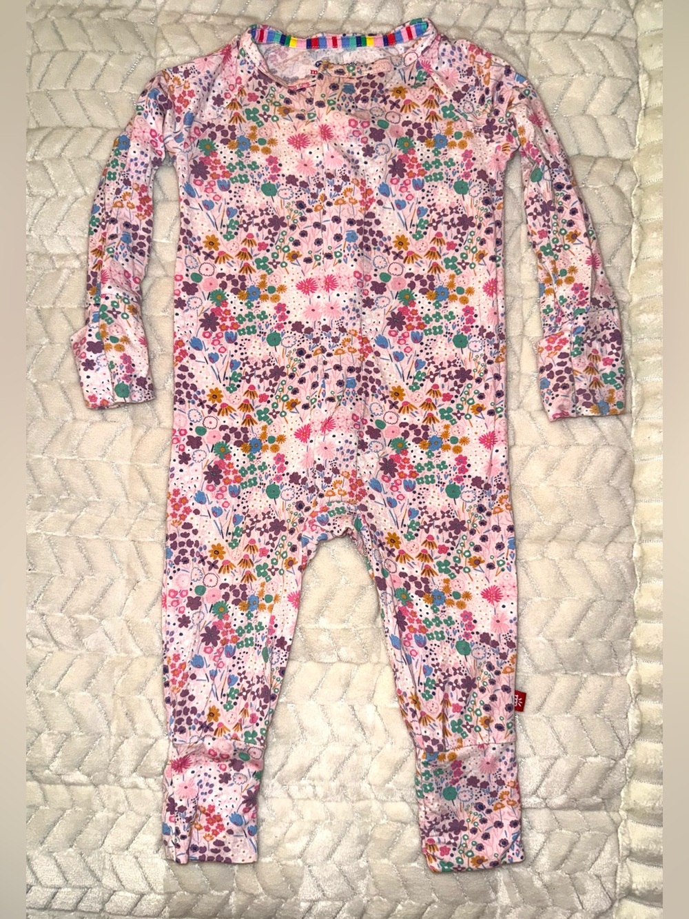 Magnetic Me Convertible Coverall in the "Isla" floral print, size 6-9 mos